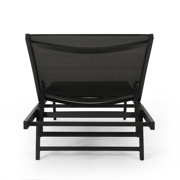Gdf Studio Simon Outdoor Aluminum Chaise Lounge Set With C-Shaped End Table