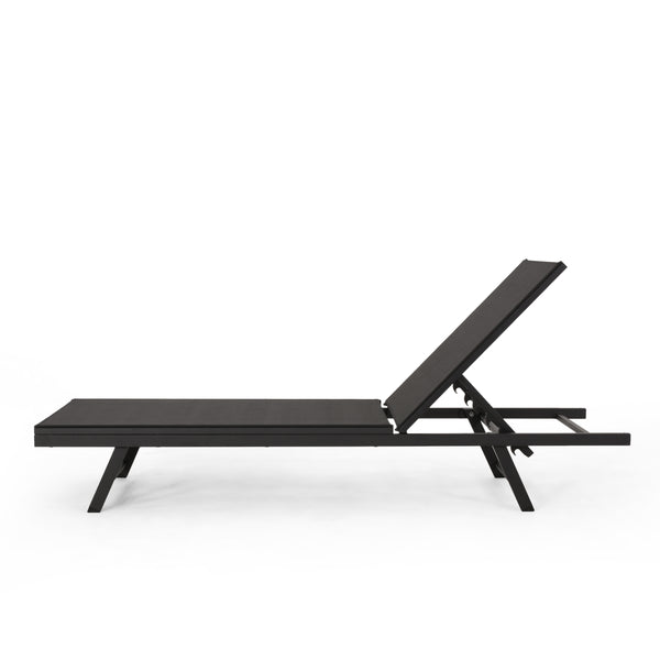 Gdf Studio Simon Outdoor Aluminum Chaise Lounge Set With C-Shaped End Table