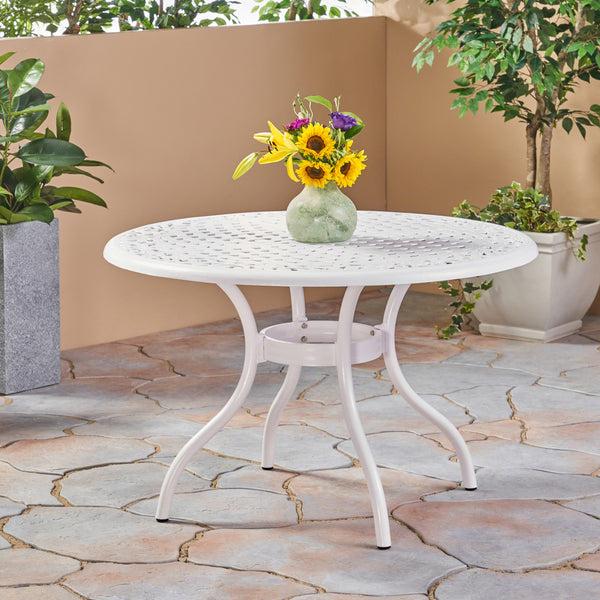 Gdf Studio Simon Outdoor Aluminum Round Dining Table White
