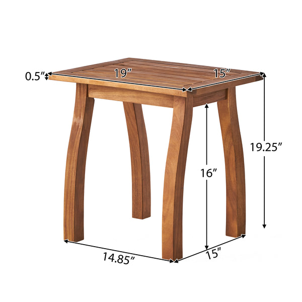 Gdf Studio Simona Outdoor Acacia Wood 2 Seater Club Chairs And Side Table Set