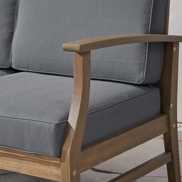 Gdf Studio Simona Outdoor Acacia Wood Club Chairs With Cushions