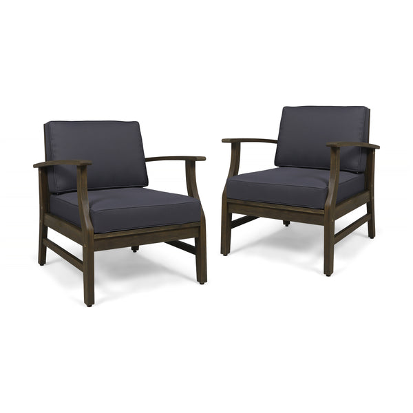 gdf studio Simona Outdoor Acacia Wood Club Chairs with Cushions