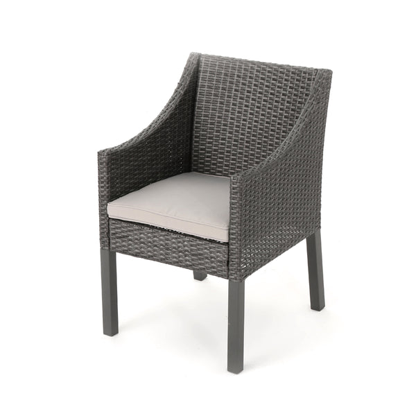 Gdf Studio Sims Outdoor 3 Piece Wicker Chat Set Grey With Silver Cushions