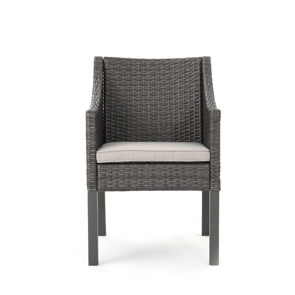 Gdf Studio Sims Outdoor 3 Piece Wicker Chat Set Grey With Silver Cushions