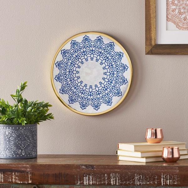 Gdf Studio Sinaya Oriental Round Tempered Glass Wall Accessory