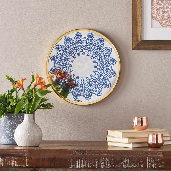 gdf studio Sinaya Oriental Round Tempered Glass Wall Accessory
