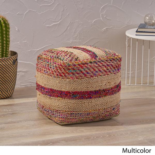Gdf Studio Sofija Boho Hemp Silk And Cotton Ottoman Pouf