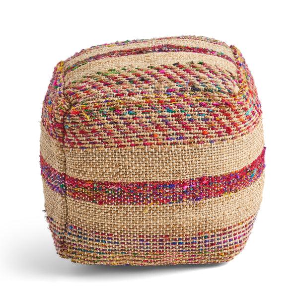 Gdf Studio Sofija Boho Hemp Silk And Cotton Ottoman Pouf