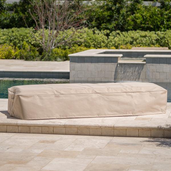 Gdf Studio Solana Outdoor Beige Waterproof Fabric Lounge Set Cover