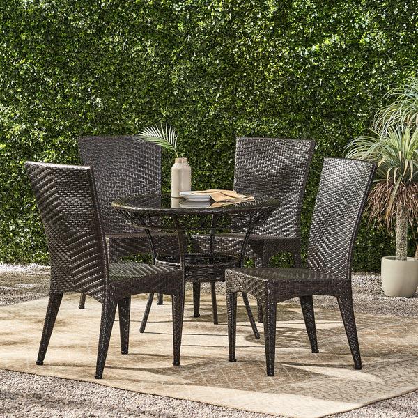 Gdf Studio Solana Outdoor Multibrown Wicker 5pc Dining Set