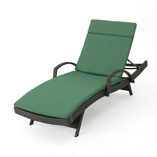 Gdf Studio Solaris Outdoor Grey Wicker Armed Chaise Lounge W/ Water Resistant Cushion
