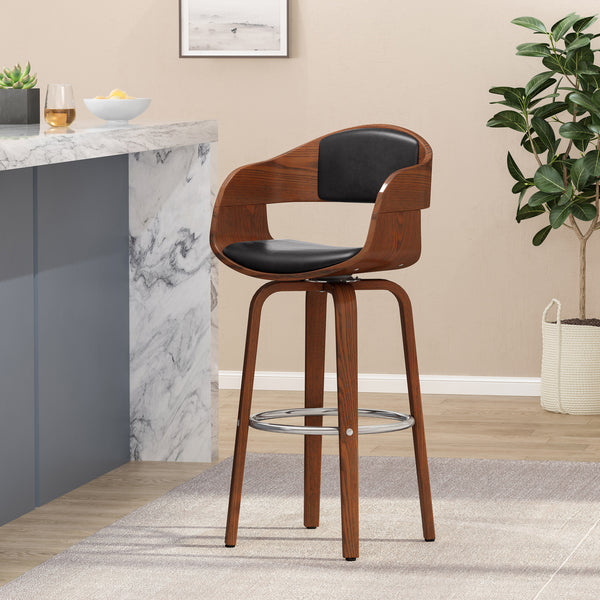 Gdf Studio Soledad Mid-Century Modern Upholstered Swivel Barstool