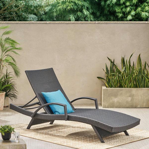 Gdf Studio Soleil Outdoor Gray Wicker Arm Chaise Lounges