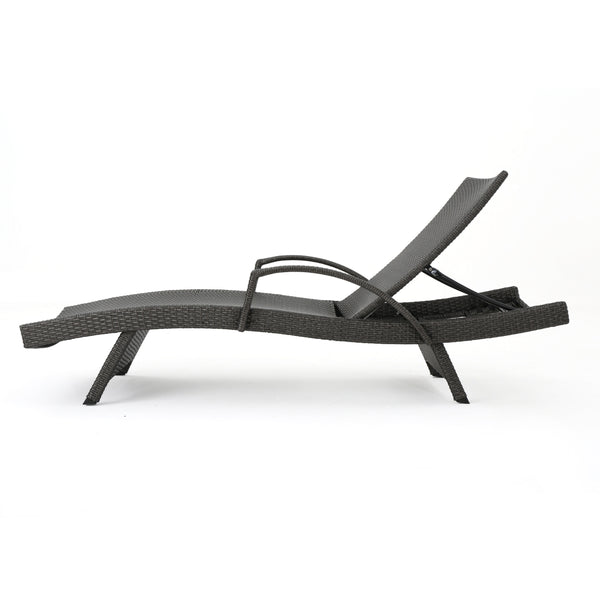 gdf studio Soleil Outdoor Gray Wicker Arm Chaise Lounges