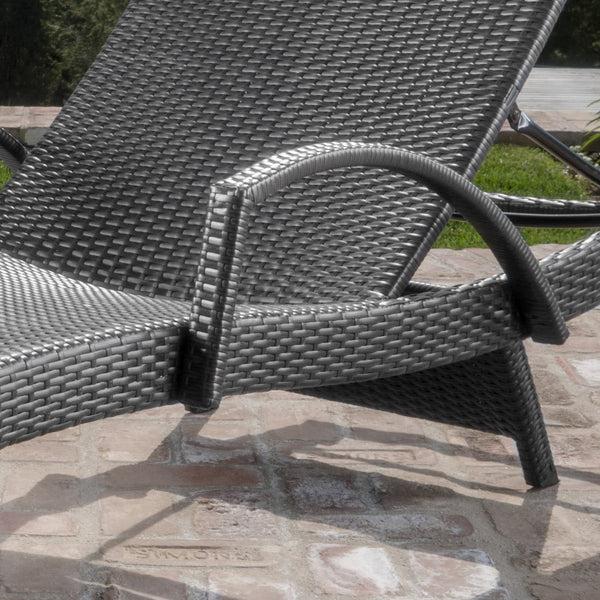 Gdf Studio Soleil Outdoor Wicker Arm Chaise Lounges (Set Of 2) W/ Side Table
