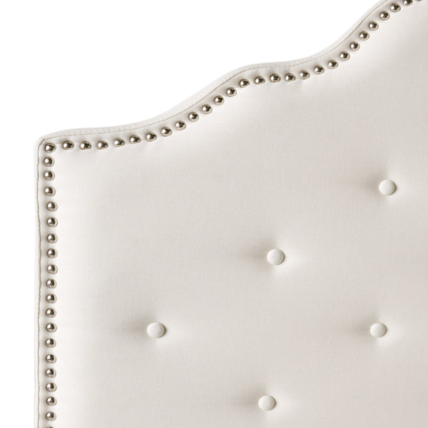 Gdf Studio Soleil Studded Edge Ivory Fabric Queen/Full Headboard