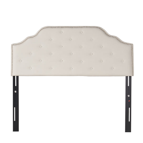 gdf studio Soleil Studded Edge Ivory Fabric Queen/Full Headboard