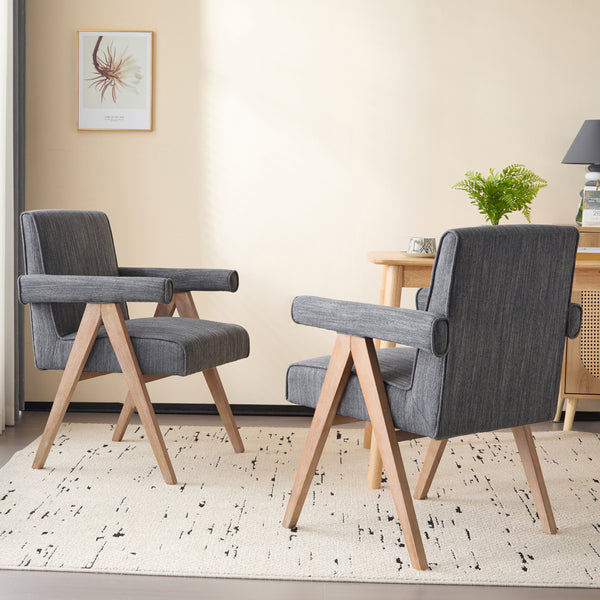 Gdf Studio Soliner Indoor Fabric Solid Wood Dining Chair Set Of 2
