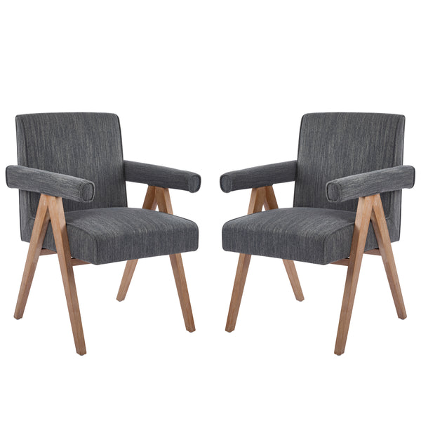 Gdf Studio Soliner Indoor Fabric Solid Wood Dining Chair Set Of 2