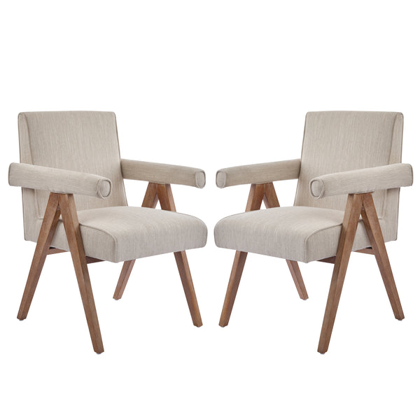gdf studio Soliner Indoor Fabric Solid Wood Dining Chair Set of 2