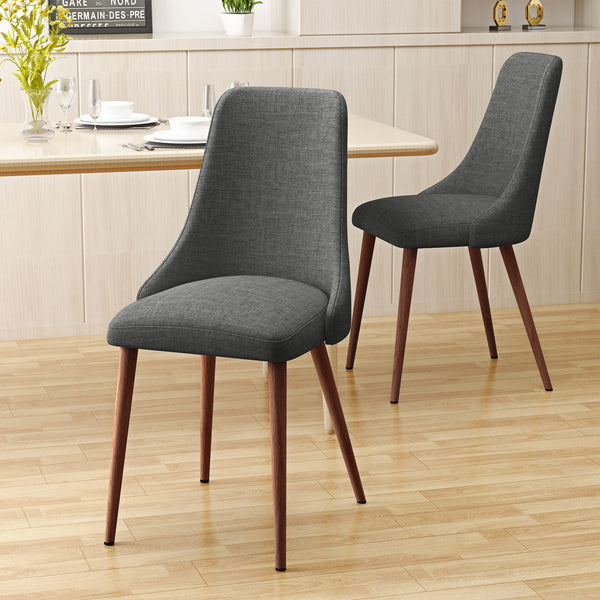 Gdf Studio Soloman Mid Century Fabric Dining Chairs With Wood Finished Legs - Set Of 2