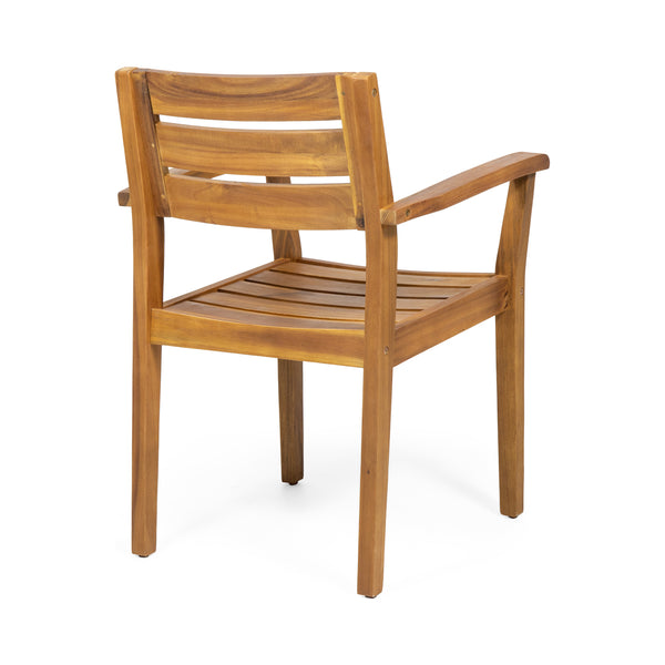 Gdf Studio Solomon Outdoor 5 Piece Acacia Wood Dining Set Teak