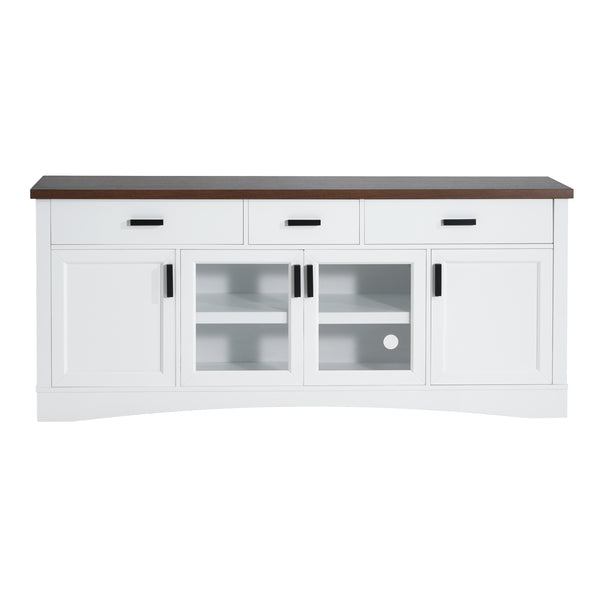 Gdf Studio Solther Modern TV Console 67" Width TV Stand Glass Doors & Storage Drawers