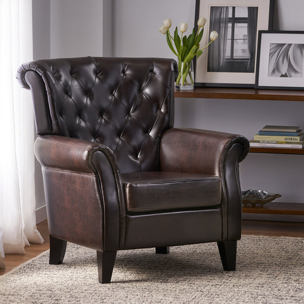 Gdf Studio Solvang Contemporary Tufted Leather Club Chair