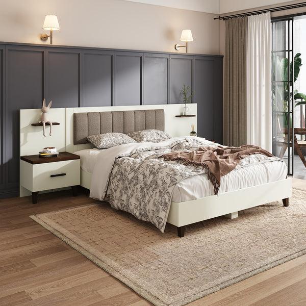 Gdf Studio Somorenal Queen Size Bed Frame With 2 Nightstands