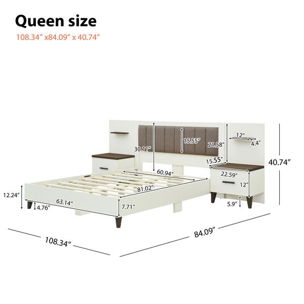 Gdf Studio Somorenal Queen Size Bed Frame With 2 Nightstands