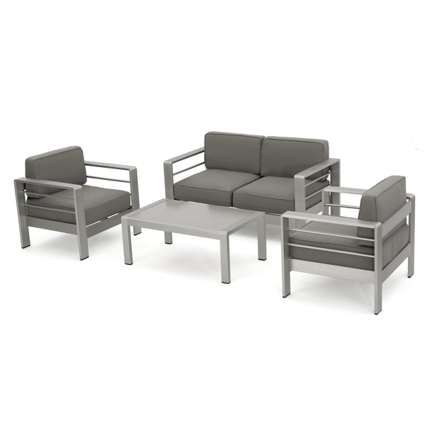 gdf studio Sonora Outdoor Aluminum 4-piece Loveseat Set with Cushions