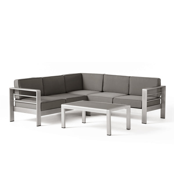 gdf studio Sonora Outdoor Aluminum 4-piece Sofa Set with Cushions