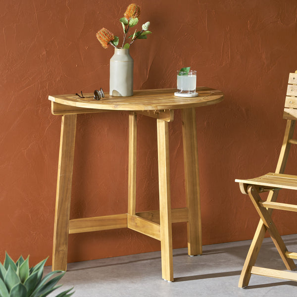 Gdf Studio Sophia Outdoor Half-Round Acacia Wood Bistro Table