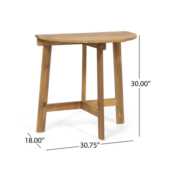 Gdf Studio Sophia Outdoor Half-Round Acacia Wood Bistro Table