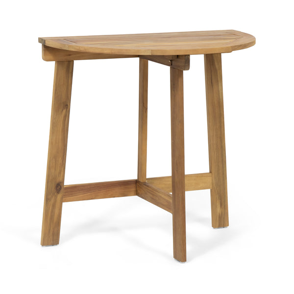 gdf studio Sophia Outdoor Half-Round Acacia Wood Bistro Table