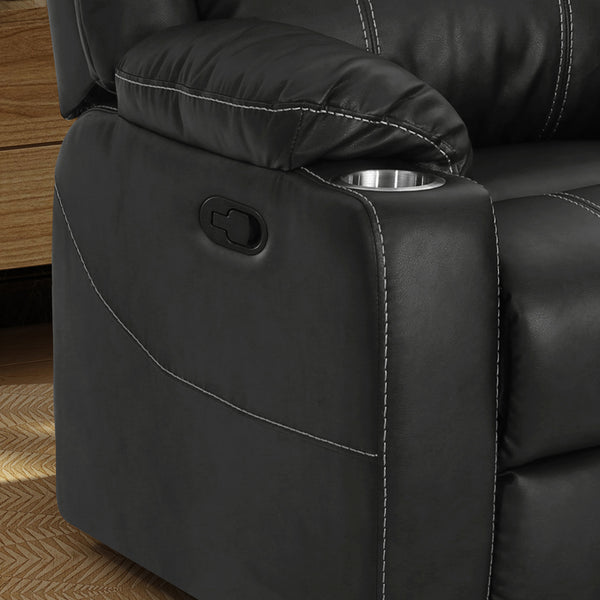 Gdf Studio Sophia Traditional Leather Recliner With Steel Cup Holders