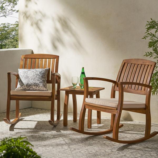 Gdf Studio South Hampton Rocking Chair W/ Cushion (Set Of 2) & Accent Table