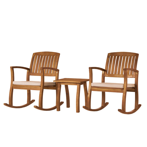 gdf studio South Hampton Rocking Chair w/ Cushion (Set of 2) & Accent Table