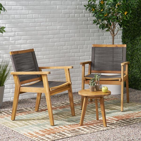 Gdf Studio Specter Outdoor 3 Piece Acacia Wood Chat Set