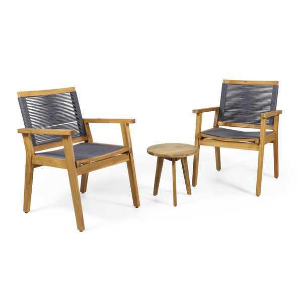 gdf studio Specter Outdoor 3 Piece Acacia Wood Chat Set