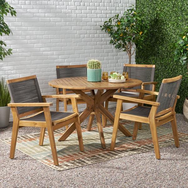 Gdf Studio Specter Outdoor 5 Piece Acacia Wood Dining