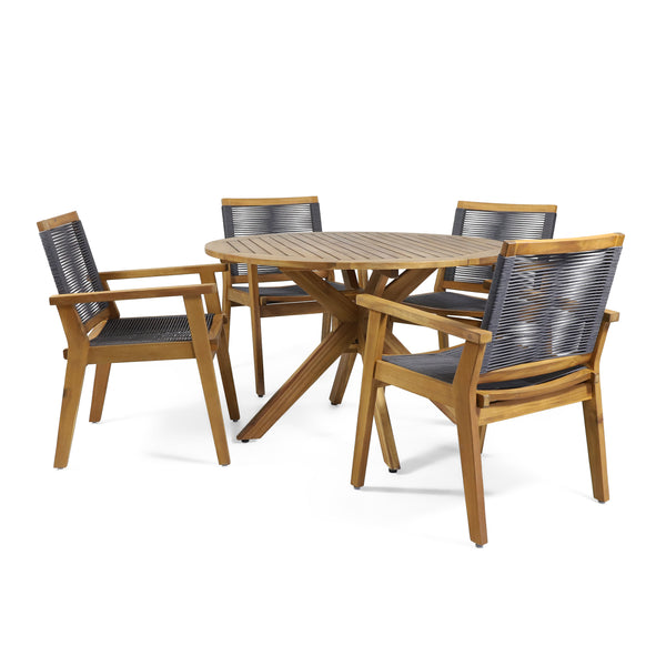 gdf studio Specter Outdoor 5 Piece Acacia Wood Dining