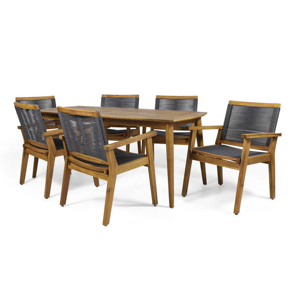 gdf studio Specter Outdoor 7 Piece Acacia Wood Dining