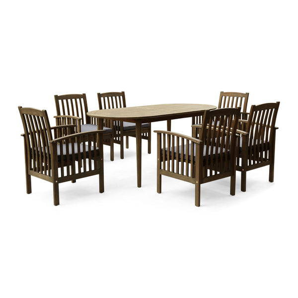 gdf studio Spring Acacia Patio Dining Set 6-Seater 71" Oval Table with Straight Legs
