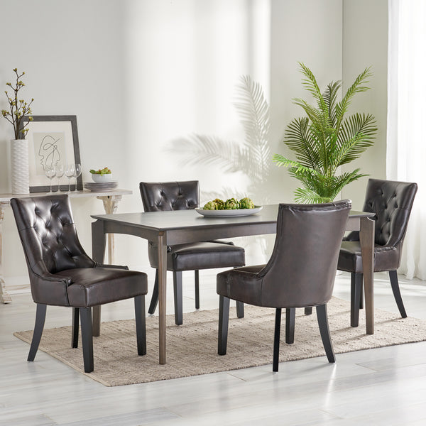 Gdf Studio Stacy Hourglass Leather Dining Chairs (Set Of 4)