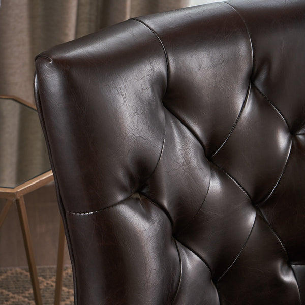 Gdf Studio Stacy Hourglass Leather Dining Chairs (Set Of 4)