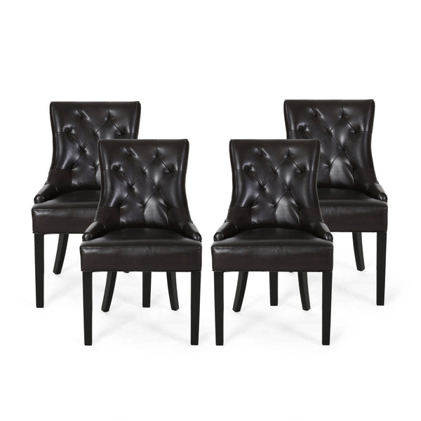 gdf studio Stacy Hourglass Leather Dining Chairs (Set of 4)