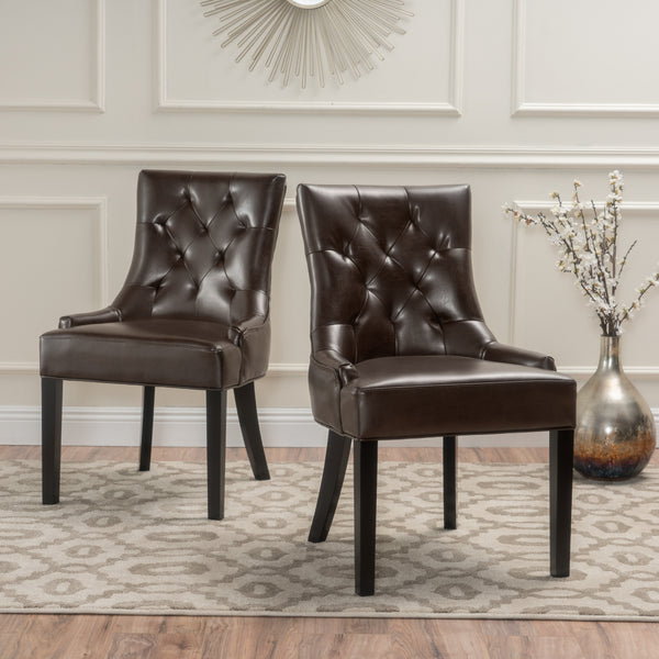 Gdf Studio Stacy Tufted Leather Dining Chairs (Set Of 2)