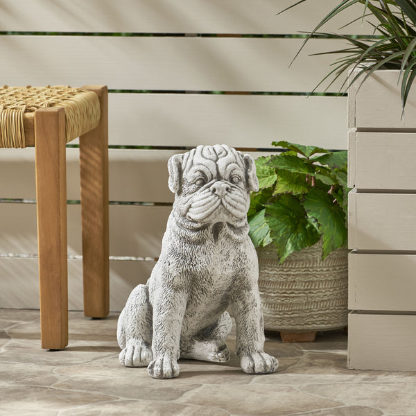 Gdf Studio Staley Outdoor Dog Garden Statue Antique White