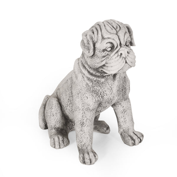 gdf studio Staley Outdoor Dog Garden Statue Antique White